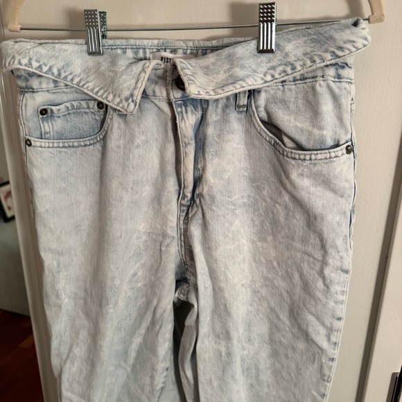 PISTOLA Fold-over High Rise Jeans Womens sz 30 Relaxed Straight-leg Crush Wash - Picture 3 of 6